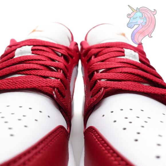 Mens Size 18 Nike Air Jordan 1 Low Cardinal Red Curry White Shoes 553558 607 New - Picture 8 of 16